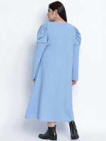 Dolphin Poly Dobby Blue Plus Size Dress