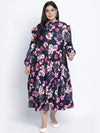 Party Hep Floral Print Plus Size Wpomen Dress