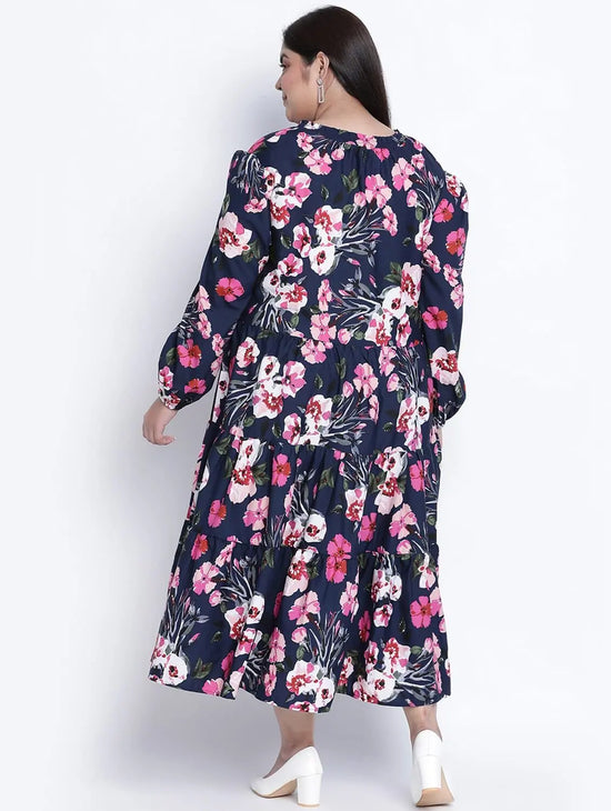 Party Hep Floral Print Plus Size Wpomen Dress