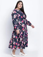 Party Hep Floral Print Plus Size Wpomen Dress