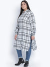 Lovallic Button Down Plus Size Checked Tunic