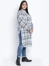 Lovallic Button Down Plus Size Checked Tunic