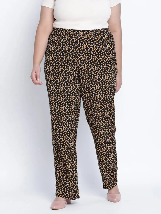 Brownie Brown Animal Printed Plus Size Pant