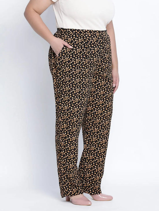 Brownie Brown Animal Printed Plus Size Pant