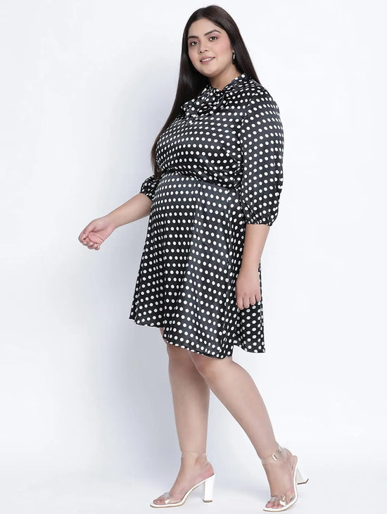 Joyeous Polka Dot Plus Szie Tie Knot Dress