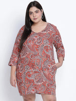 Slaazz Orangtic Printed Plus Size Dress