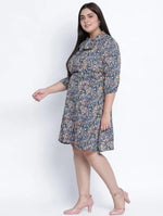 Abanic Floric Plus Size Tie Knot Dress