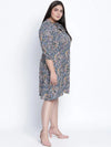 Abanic Floric Plus Size Tie Knot Dress