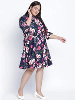 Chic Blee Muticolor Forallic Plus Size Tie Knot Dress