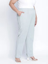 Shannky Light Grey Color Solid Plus Size Pant