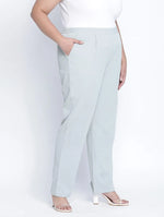 Shannky Light Grey Color Solid Plus Size Pant