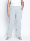 Shannky Light Grey Color Solid Plus Size Pant