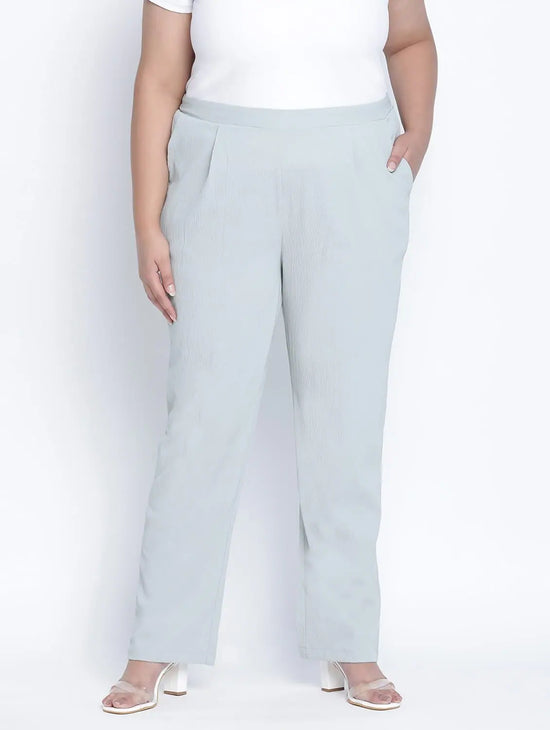 Shannky Light Grey Color Solid Plus Size Pant