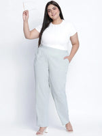 Shannky Light Grey Color Solid Plus Size Pant