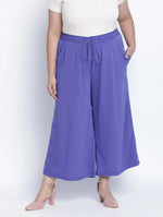 Sallic Solid Blue Plus Size Elasticated Pant