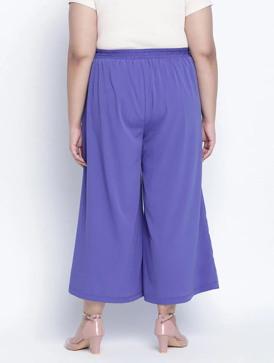 Sallic Solid Blue Plus Size Elasticated Pant