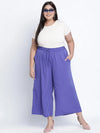 Sallic Solid Blue Plus Size Elasticated Pant