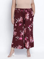 High Wine Floral Print Plus Size Elasticated Pant