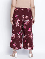 High Wine Floral Print Plus Size Elasticated Pant