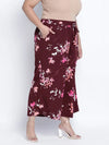 High Wine Floral Print Plus Size Elasticated Pant