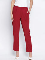 Zoric Solid Red Women Pant