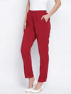 Zoric Solid Red Women Pant