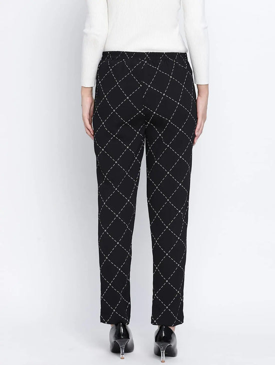 Blantic Black Zig Zag Print Women Casual Pant