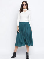 Sea Green Pleated Women Skirt