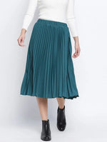 Sea Green Pleated Women Skirt