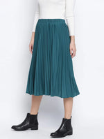 Sea Green Pleated Women Skirt