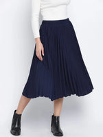 Blazed Blue Pleated Women Skirt