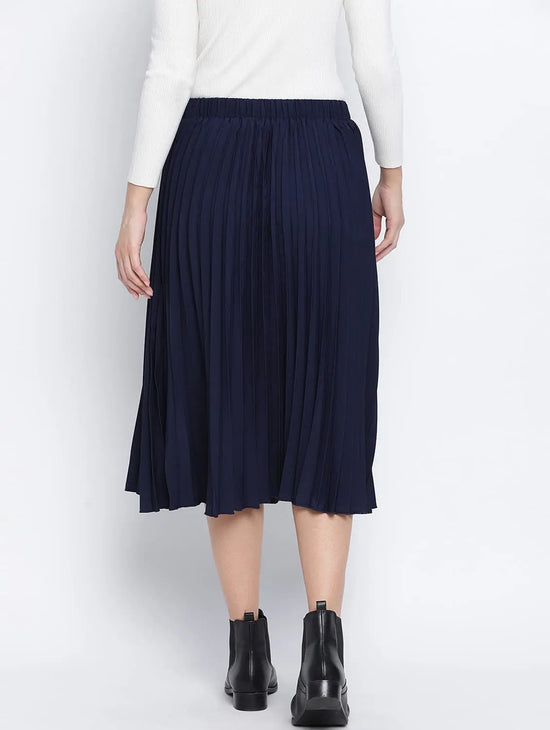 Blazed Blue Pleated Women Skirt