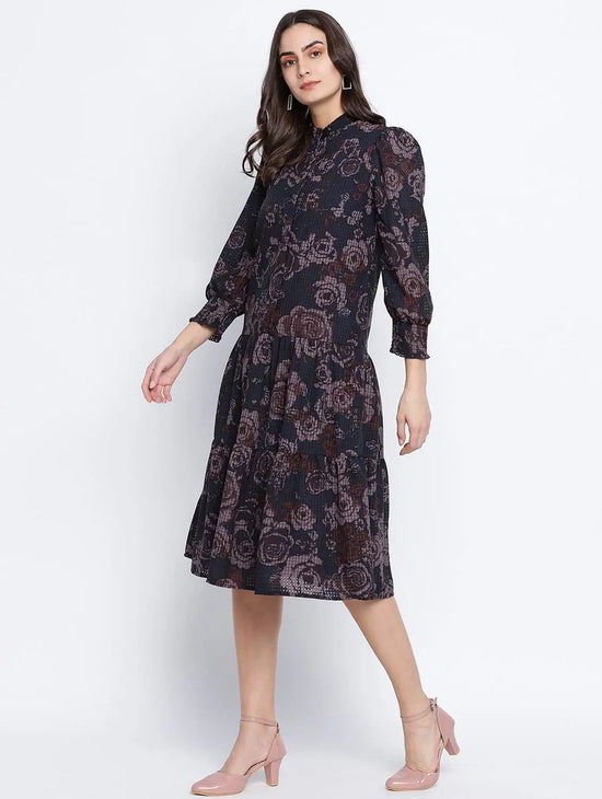 Pestalallic Floral Print Button Down Dress