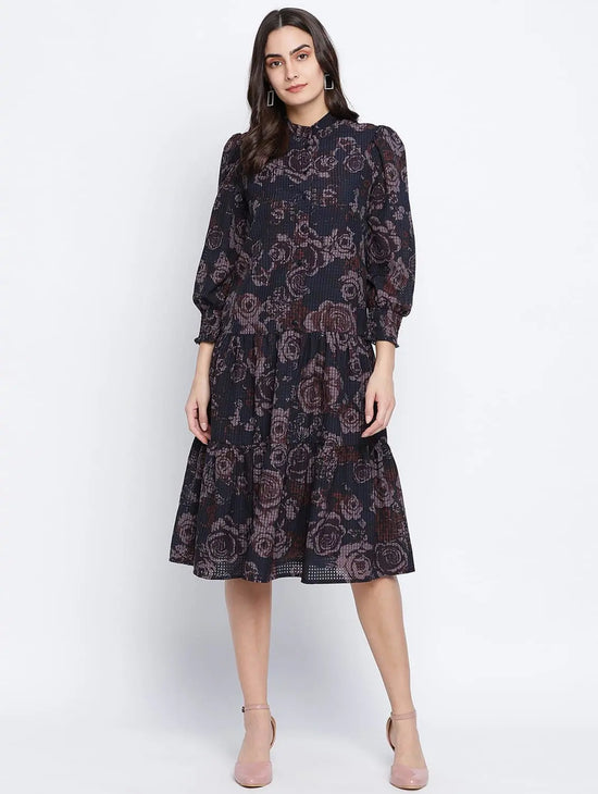 Pestalallic Floral Print Button Down Dress