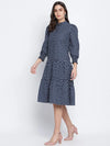 Spangle Blue Button Down Women Dress