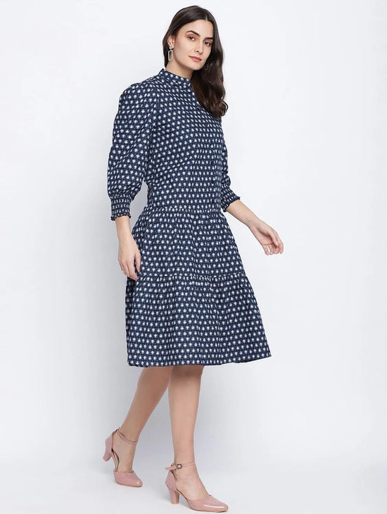 Spangle Blue Button Down Women Dress