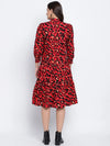 Verve Red Animal Printed Button Dowm Women Dress