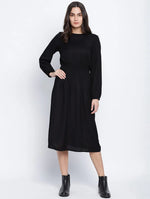 Rogger Black Smocked Up Women Dress