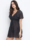 Galaxy Black Flower Mesh Tie Knot Women Beach Dress