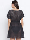 Galaxy Black Flower Mesh Tie Knot Women Beach Dress