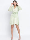 Garden Green Elasticated Tie Knot Women Dress