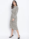 Attalic Beige Smocked Animal Printed Women Dress