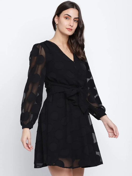 Elegant Black Tie Knot Women Dress