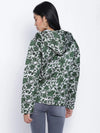 Women Printed Green Collared Neck Full Sleeve Jacket