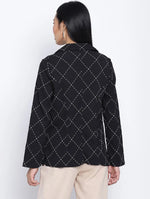 Smasher Fling Black Check Pattern Women Blazer Jacket