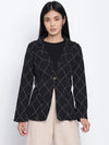 Smasher Fling Black Check Pattern Women Blazer Jacket