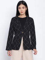 Smasher Fling Black Check Pattern Women Blazer Jacket