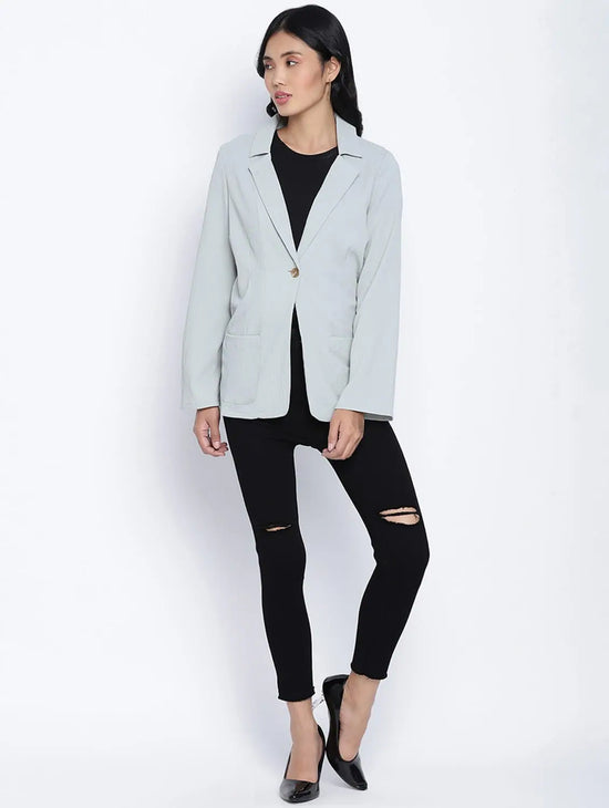 Hot Stuff Solid Sage Green Women Blazer Jacket