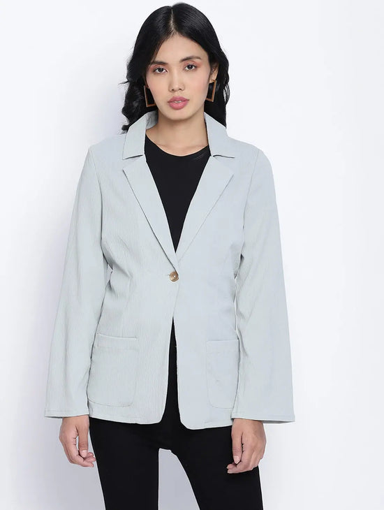 Hot Stuff Solid Sage Green Women Blazer Jacket