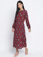 Esthetics Maroon Symetric Print Women Dress